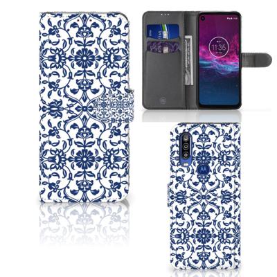 Motorola One Action Hoesje Flower Blue