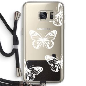 White butterfly: Samsung Galaxy S7 Transparant Hoesje met koord