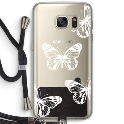 White butterfly: Samsung Galaxy S7 Transparant Hoesje met koord