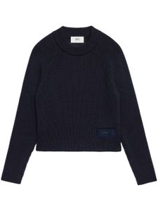 AMI Paris pull en maille à patch logo - Noir