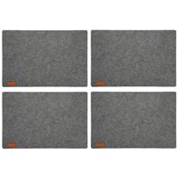 4x stuks rechthoekige placemats met ronde hoeken polyester grijs 30 x 45 cm - Placemats - thumbnail