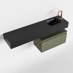 Toiletmeubel Mondiaz Andor | 120 cm | Meubelkleur Army | Lex vrijhangend wastafel Urban Rechts | 1 kraangat