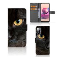 Xiaomi Redmi Note 10/10T 5G | Poco M3 Pro | Telefoonhoesje | Met pasjeshouder | Zwarte Kat