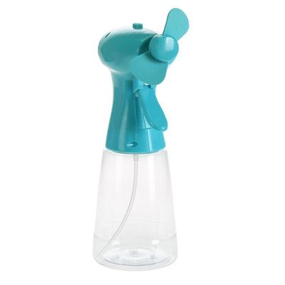 Blauwe hand ventilator met water verstuiver 22 cm Blauwe hand ventilator met water verstuiver 22 cm