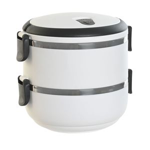 Stapelbare thermische lunchbox / warme maaltijd box - wit - 16 x 15 cm