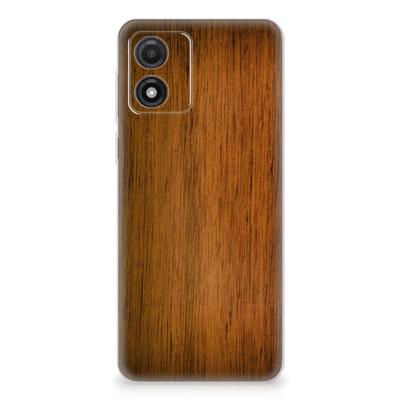 Motorola Moto E13 | Bumper Hoesje | Donker Hout