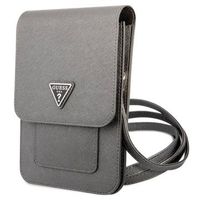 Guess Saffiano Triangle Logo Schoudertas - Grijs