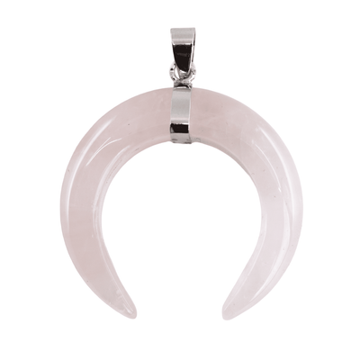 Edelsteen Rozenkwarts Maan Hanger (42 x 34 x 10mm)