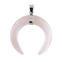Edelsteen Rozenkwarts Maan Hanger (42 x 34 x 10mm)