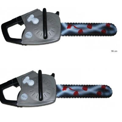 Horror kettingzaag met bloed - 2x - halloween verkleed accessoires - plastic - 45 cm