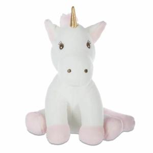 Atmosphera Knuffeldier Eenhoorn/Unicorn Rosy - zachte pluche - fantasy knuffels - wit/roze - 22 cm