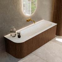 Badmeubel Mondiaz Kurve-Dlux | 135 cm | Meubelkleur Walnut | Wastafelkleur Opalo | Solid surface | Rechts spoelbak | Zonder kraangat(en) Badmeubel Mondiaz Kurve-Dlux | 135 cm | Meubelkleur Walnut | Wastafelkleur Opalo | Solid surface | Rechts spoelbak | Zonder kraangat(en)