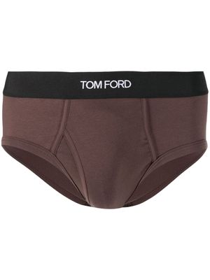 TOM FORD boxer à bande logo - Marron