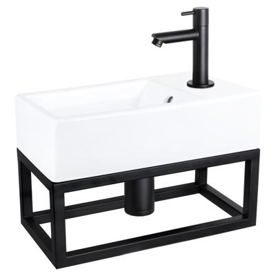 Differnz Force fonteinset keramiek - kraan recht - met handdoekrek - 40 x 22 x 11.5 cm - mat zwart