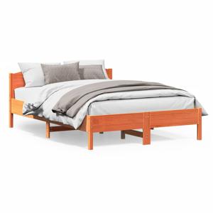 Bedframe met hoofdbord grenenhout wasbruin 140x200 cm