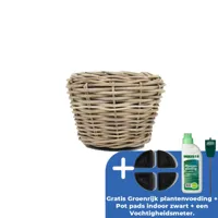 Drypot Sawah Extra Dik Rotan Grijs d57h43cm met dichte inzetpot