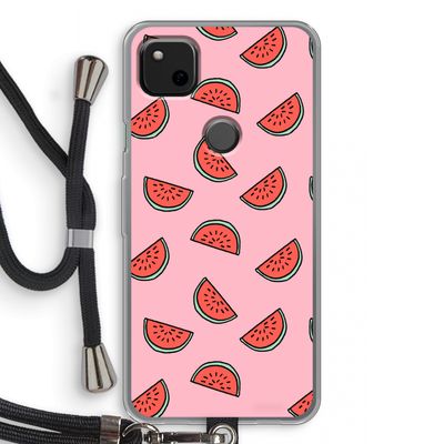 Watermeloen: Pixel 4a Transparant Hoesje met koord