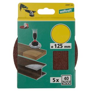 Wolfcraft 2242100 Schuurpapier voor schuurschijf Met klittenband, Ongeperforeerd Korrelgrootte 120 (Ø) 125 mm 5 stuk(s)