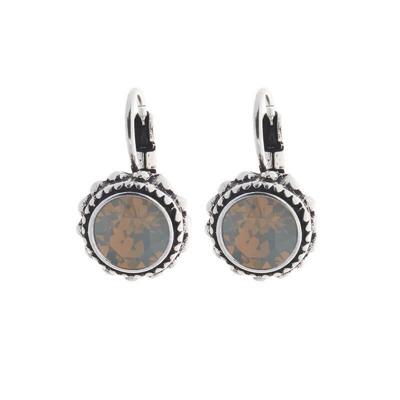 Biba Hang Oorbellen met Klaphaak en Swarovski Steentje Lt. Grey Opal