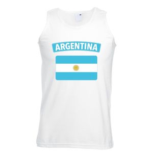 Singlet shirt/ tanktop Argentijnse vlag wit heren