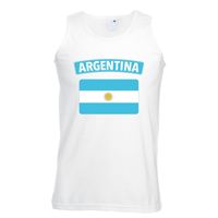 Singlet shirt/ tanktop Argentijnse vlag wit heren - thumbnail