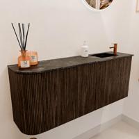 Toiletmeubel Mondiaz Joya Dlux | 101.6 cm | Meubelkleur Walnut | Faye wastafel Lava Wasbak Rechts | 1 kraangat