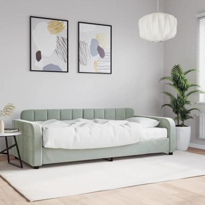 Slaapbank met matras 90x200 cm fluweel lichtgrijs