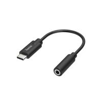 Hama Adapter USB-C naar audio-jack 3.5mm Mini jack kabel Zwart - thumbnail