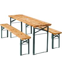 tectake® - Biertentset Ludwig - biertafel + 2 banken met parasolhouder - 404998