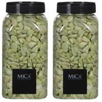 Mica decorations Decoratie/hobby steentjes - lime groen - 2x 650 ml - 5-8 mm