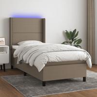 Boxspring met matras en LED stof taupe 90x190 cm