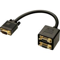 LINDY 41214 VGA Y-adapter [1x VGA-stekker - 2x VGA-stekker] Zwart 0.18 m