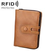 3577 antimagnetische RFID mannen en vrouwen gek paard textuur lederen rits portemonnee (geel-bruin)