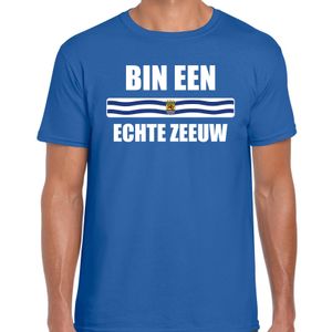 Bin een echte zeeuw met vlag Zeeland t-shirts Zeeuws dialect blauw voor heren