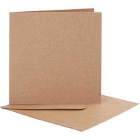 Creativ Company Kaarten en enveloppen, afmeting kaart 12,5x12,5 cm, afmeting envelop 13,5x13,5 cm, naturel, 10 set/ 1 doos