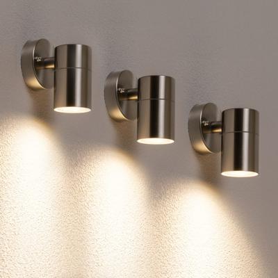 Set van 3 Mason - LED Wandlampen - 5 Watt 400 lumen - 4000K neutraal wit - GU10 - Dimbaar - IP44 waterdicht - Industriële wandlamp - Voor binnen en buiten - RVS