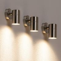 Set van 3 Mason - LED Wandlampen - 5 Watt 400 lumen - 4000K neutraal wit - GU10 - Dimbaar - IP44 waterdicht - Industriële wandlamp - Voor binnen en buiten - RVS