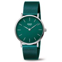 Boccia 3281-10 Horloge Mesh titanium-staal zilverkleurig-groen 32 mm