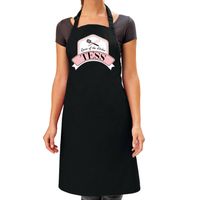 Queen of the kitchen Tess keukenschort/ barbecue schort zwart voor dames - Feestschorten