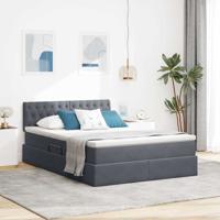 Opslag bed met matras Donkergrijs 140 x 200 cm Fluweel