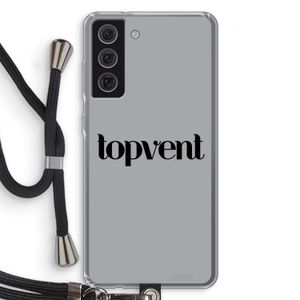 Topvent Grijs Zwart: Samsung Galaxy S21 FE Transparant Hoesje met koord
