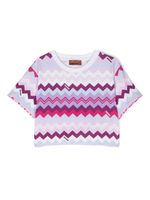 Missoni Kids t-shirt en coton à imprimé zig-zag - Rose - thumbnail