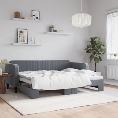 Slaapbank met onderschuifbed 80x200 cm fluweel donkergrijs