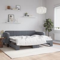 Slaapbank met onderschuifbed 80x200 cm fluweel donkergrijs