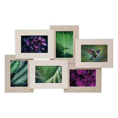 Collage fotolijst voor 6x foto - hout - beige - 58 x 36 cm