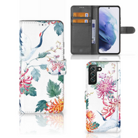 Samsung Galaxy S22 Plus Telefoonhoesje met Pasjes Bird Flowers