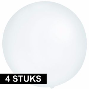 4x Feestartikelen reuze transparante ballon 60 cm geschikt voor lucht of helium