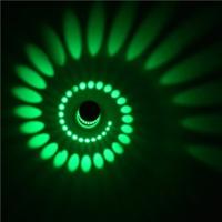 3W moderne interieur creatieve spiraal ronde wandlamp voor Club KTV gang gangpad achtergrond muur decoratie lamp verzonken in (groen licht)
