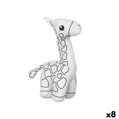Knuffel om in te kleuren Wit Zwart Stof 17 x 22 x 9 cm Giraf (8 Stuks)