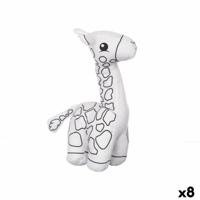 Knuffel om in te kleuren Wit Zwart Stof 17 x 22 x 9 cm Giraf (8 Stuks)